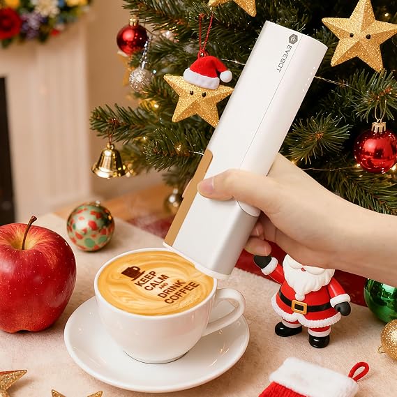 EVEBOT Small PrintPen Macaroon Coffee Cake Foam Drinks Pattern Maker with App Control for Home Business Pastry Shop Cafe (Brown)