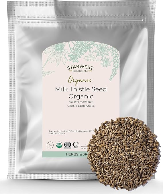 Starwest Botanicals Organic Milk Thistle Seed Whole - Bulk 1 lb Bag