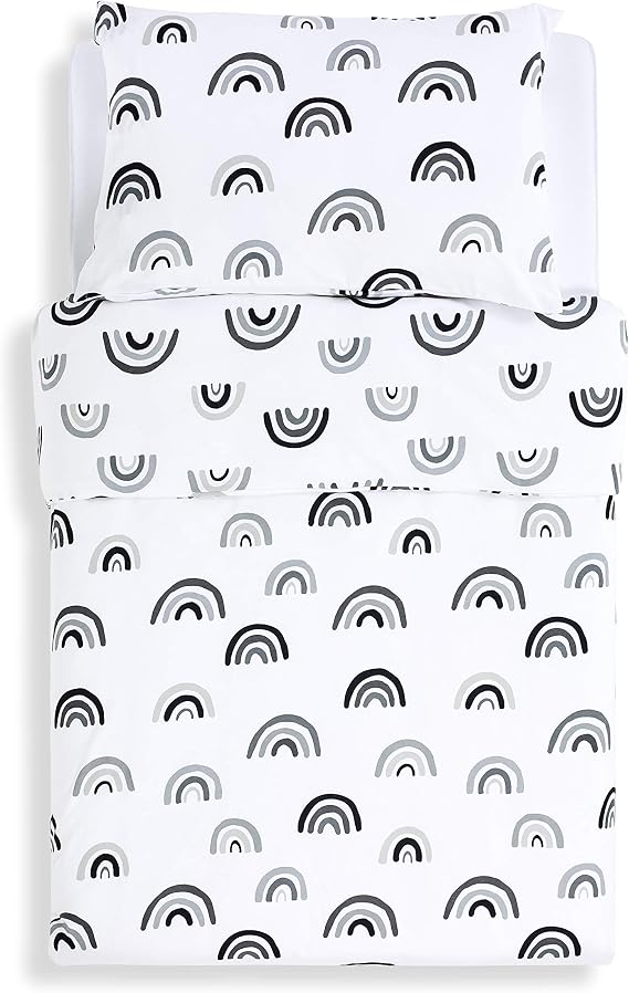 Snuz Cot Duvet Cover & Pillowcase Set – Mono Rainbow Design – Light, Breathable & Luxurious Jersey Cotton Made To Last & Designed To Fit SnüzKot Duvet