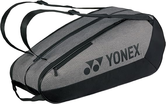 YONEX Team Racquet Bag with YKK Zippers & Multiple Storage Compartments - Durable Lightweight Tennis Bag for Up to 6 Racquets, Gray/Black