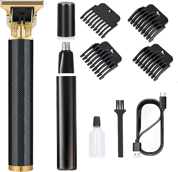 Hair Clipper Kit, Rechargeable Beard Trimmer with Nose Trimmer, Cordless Hair Clippers for Men with 4 Guides, Professional Hair Cutting Kit for Home Use,Mens Gift