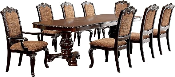 HOMES: Inside + Out ioHOMES Ferrara 9 Piece Elegant Dining Set, Brown Cherry