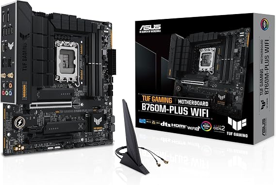 ASUS TUF Gaming B760M-PLUS WiFi (13th and 12th Gen) LGA 1700 mATX Motherboard with PCIe 5.0, 2xPCIe 4.0 M.2 Slots,DDR5,2.5Gb LAN,Front USB 3.2 Gen 2 Type-C, Thunderbolt 4, AEMP II