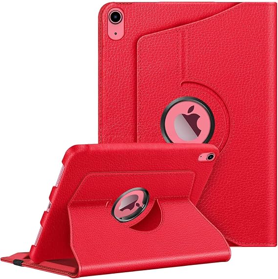 Babilden APPLE 11 inç iPad (A16) / iPad Air 10.9 inç/iPad 10.Nesil 10.9 Wi-Fi Yatay ve Dikey Standlı 360 Derece Döner Tablet Kılıfı Kırmızı