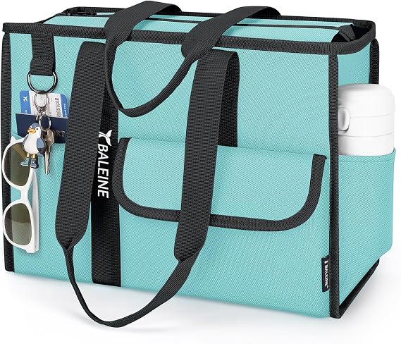 BALEINE Utility Tote Bag for Women with Zipper, Teacher Nurse Work Bag | Detachable Reinforced Bottom, Water Resistant Oxford, Multiple Organized Pockets, Foldable Lightweight for Travel Shopping
