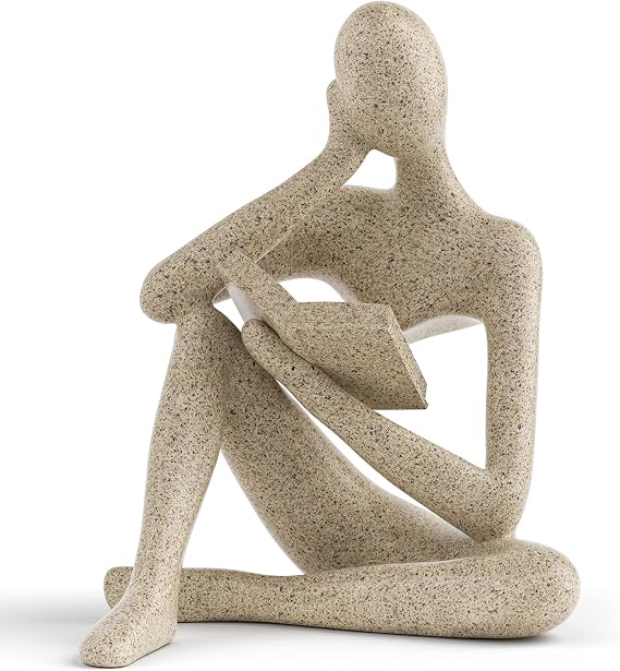 5.2 Inch Thinker Statue Bookshelf Decor, Large Resin Abstract Art Sculpture