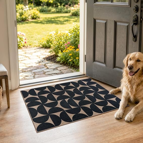 Lahome Geometric Indoor Door Mats for Entryway, 2x3 Washable Non Slip Rug