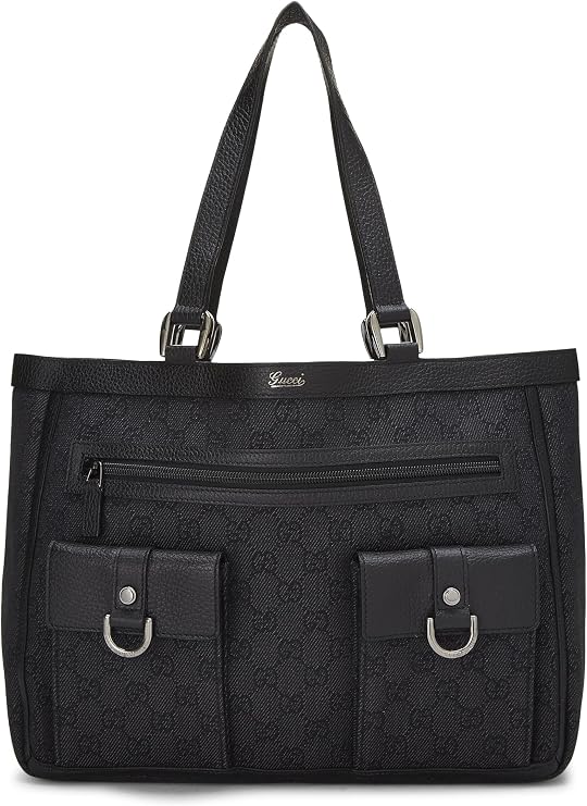 Pre-loved Black GG Canvas Abbey Pocket Tote, Black