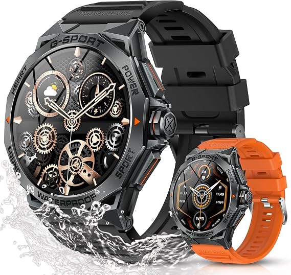 Smartwatch for Men(2 Watch Bands) 1.43" AMOLED HD Screen Fitness Tracker with IP68 Waterproof 100+ Sports Sleeping Tracker Smartwatch Compatible with Andriod iOS