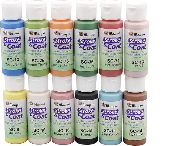 Creative Hobbies Ceramic Glaze Kit 3 Featuring Mayco Stroke & Coat, Includes How to Paint Pottery Booklet