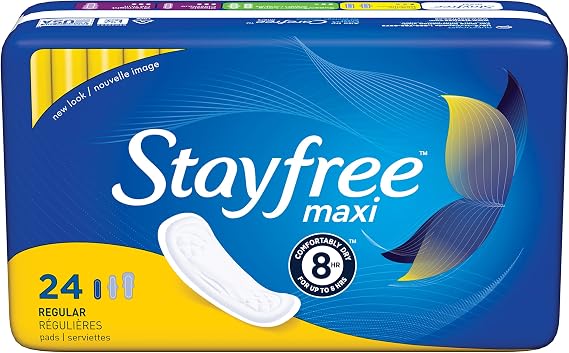 Stayfree Reg Maxi Pad c Size, 24 Count (Pack of 1), Regular