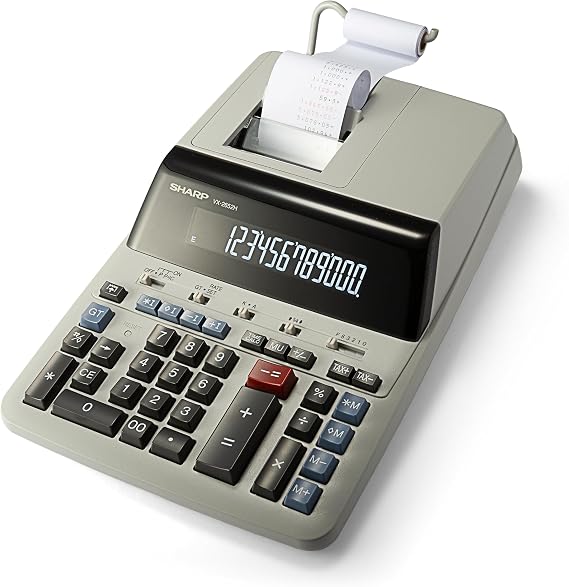 Sharp 12-Digit Print Calculator Desktop Size Adding Machine, Perfect for Everyday Use and Office, Bright, Large Easy-to-Read Numbers on Both the Display and the Two-ColorPrinted Tape (VX-2652H)