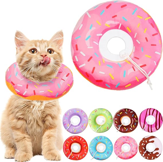 Hpetppy Cat Cone Collar Soft, Cat Recovery Collar for Wound Healing Cute Donut Adjustable Kitten Cones to Stop Licking Comfortable Lightweight Neck Elizabethan Collars for Kittens After Surgery