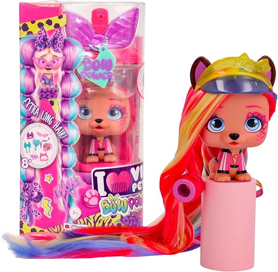 IMC Toys VIP Pets Aurora - Bow Power Series - Includes 1 VIP Pets Doll and 6+ Accessories and Surprises for Hair Styling | Girls & Kids Age 3+