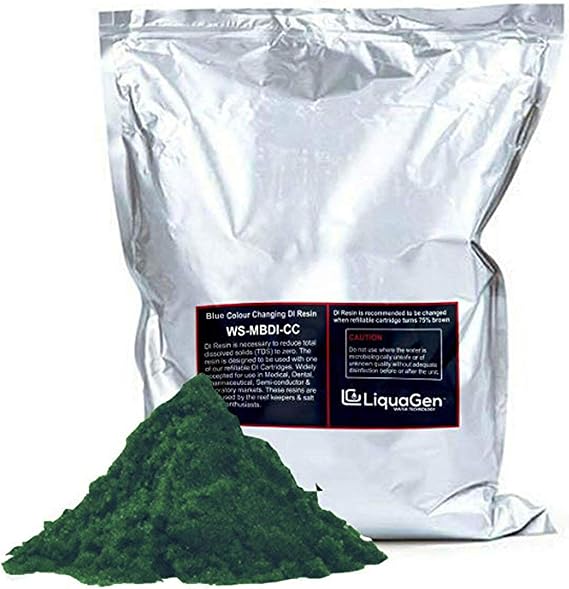 LiquaGen Bulk Pack Aquarium Reef Color Changing Deionization Resin Bag (RODI) for 0 TDS/PPM Wate | Deionized Reverse Osmosis Filter Media for Fish Tank, Reef Tank & Other Aquatic Life (18 oz)
