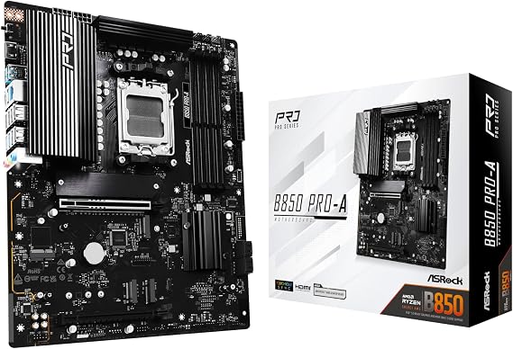 ASRock B850 Pro-A ATX Anakart, AMD AM5 Ryzen 9000 & 8000, DDR5, 4x M.2 SSD, 4k 120Hz, AMD Expo