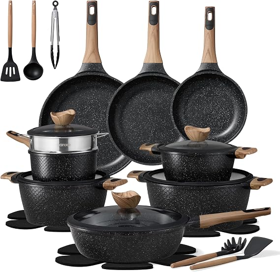 CAROTE 26pcs Non Stick Pots and Pans Set, Cookware Sets