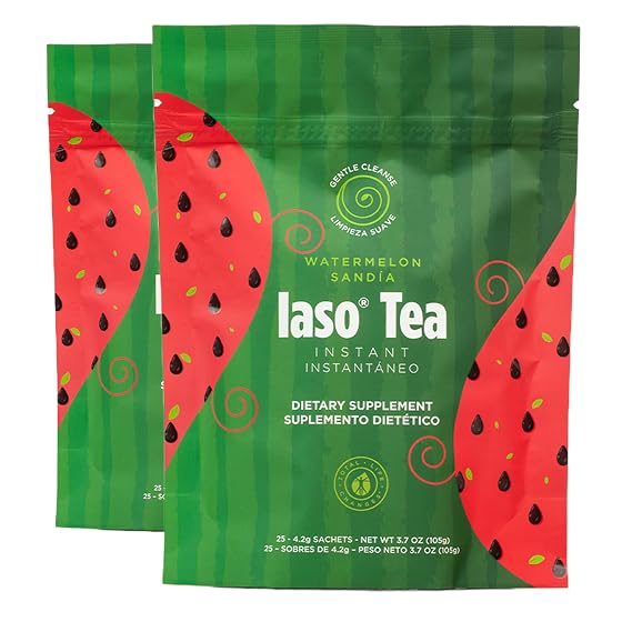 Total Life Changes - IASO Instant Tea Watermelon - 50 Sachets | Includes Nutriose FM 06, Senna Leaf, Papaya Fruit, Chamomile Extracts, Easy to Mix with Hot or Cold Water