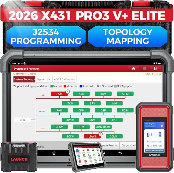 Launch X431 PRO3 V+ Elite SmartlinkC Bidirectional Scan Tool J2534 Protocol