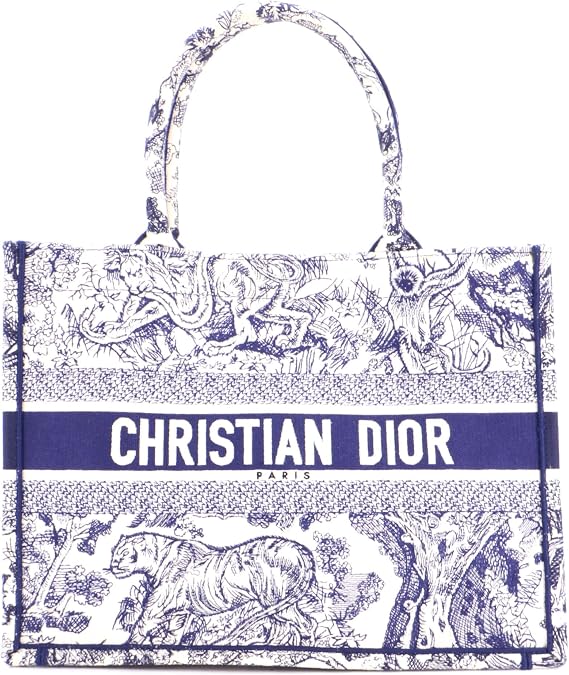 Pre-Loved Book Tote Embroidered Canvas Medium, Blue