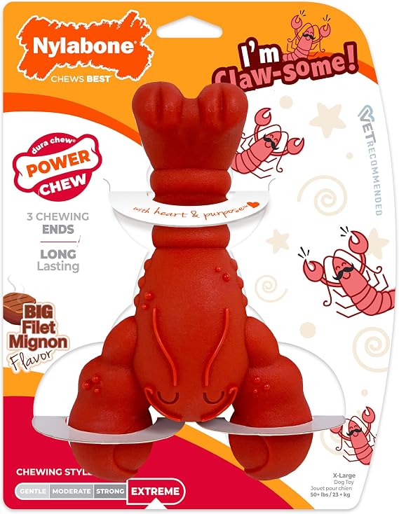 Nylabone Lobster Power Chew Toy for Dogs, Dog Toys for Aggressive Chewers