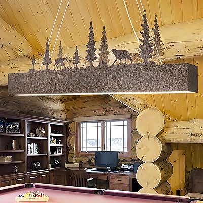 TOCHIC Farmhouse Chandelier, 48 Inch Ceiling Light for Dining Room, Kitchen Island Chandeliers Over Table, Bronze Gold Finish with Built-in LED