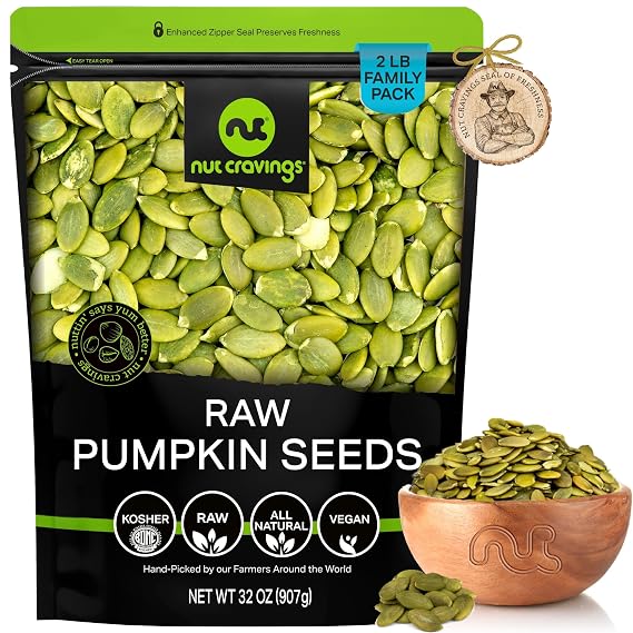 NUT CRAVINGS - Raw Pumpkin Seeds Pepitas (32oz - 2 LB) Unsalted, Shelled