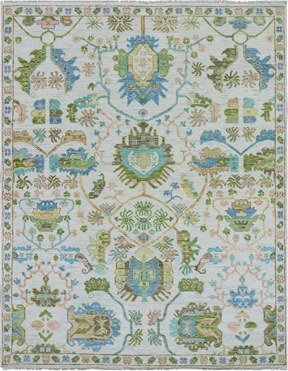 Spring White Colorful Oushak Design Hand Knotted Pure Wool Oriental Rug (8'1"x10'4")