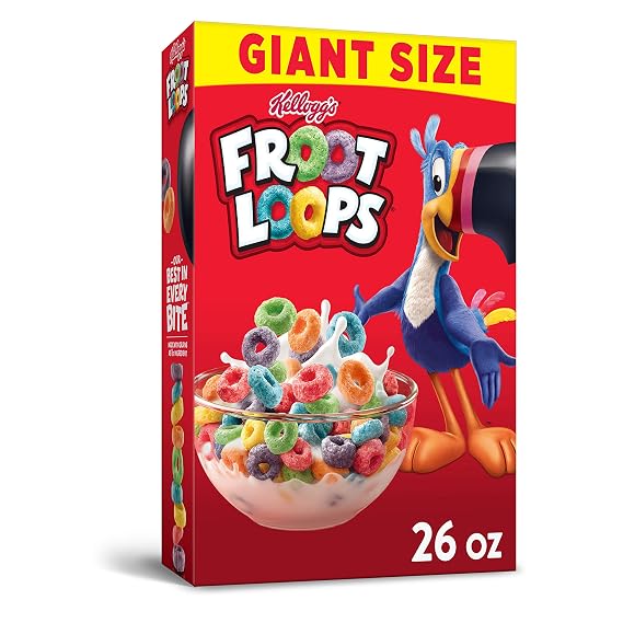 Kelloggs Froot Loops Cereal - Fruity Flavorful Breakfast Kids Love, Giant-Size, 26 oz Box