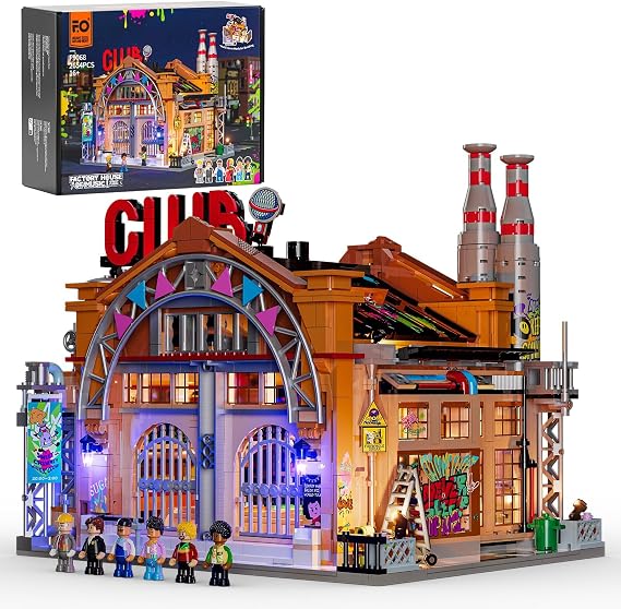 FUNWHOLE Factory House of Music Lighting Building Bricks Set, 2654 Pcs
