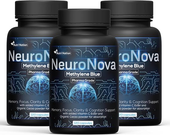 Methylene Blue Pharmaceutical Grade Supplements, with Added Vitamin C Ester for Enhanced Absorption, Capsules (360 Capsules, 6 Month Supply)