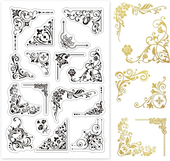GLOBLELAND Iron Orchid Corner Clear Stamps Lily of The Valley Flower Silicone Stamp Rose Lily Transparent Stamp for Card Making Decoration and DIY Scrapbooking