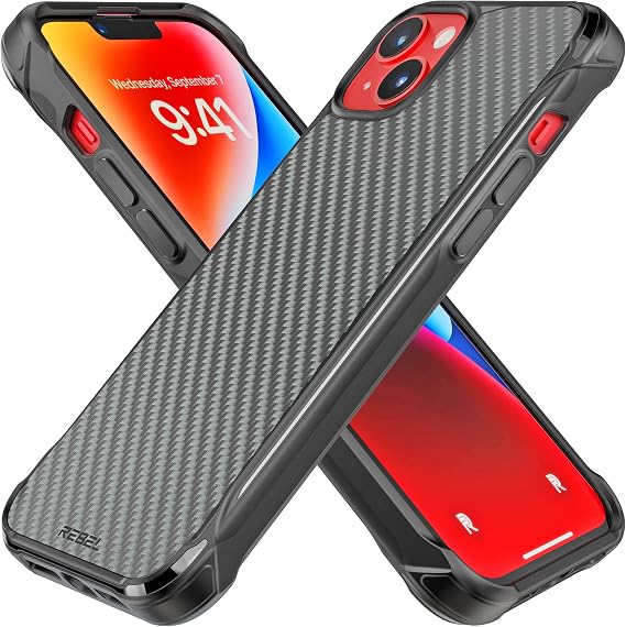 REBEL Case for iPhone 14 Plus [Gen-4 Aramid Fiber Series] Strong MagSafe Compatible, Protective Shockproof Corners, Premium Metal Buttons, Upgraded Slim Cover, 14+ 6.1 Inch Phone 2022 (Black)