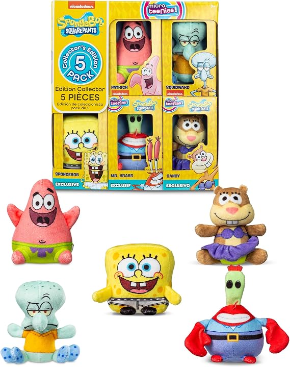 Micro Teenies Spongebob Squarepants Collectors Pack of 5 Includes 3 Rare Figures