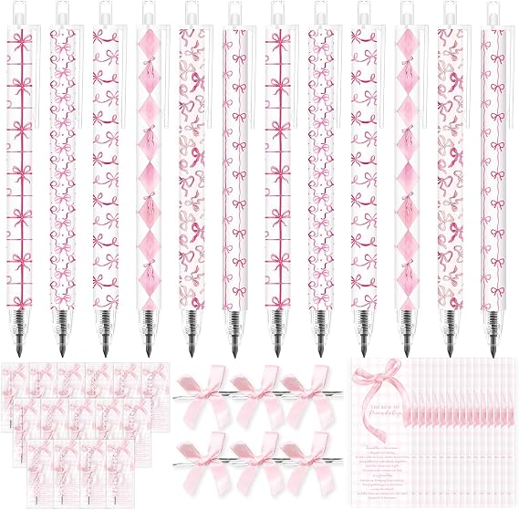Sayglossy 30 Set Preppy Pink Mechanical Pencils with Bows Coquette