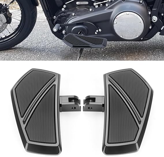 Motorcycle Floorboards Rider Footpegs Compatible with Harley Davidson Softail Fat Bob 114 Breakout Low Rider Street Bob FXFB FXBB Accessories 2018-2024 Driver Front Highway Pegs (Black)