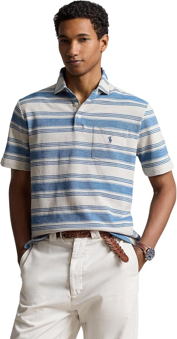 POLO RALPH LAUREN Classic Fit Striped Mesh Polo Shirt
