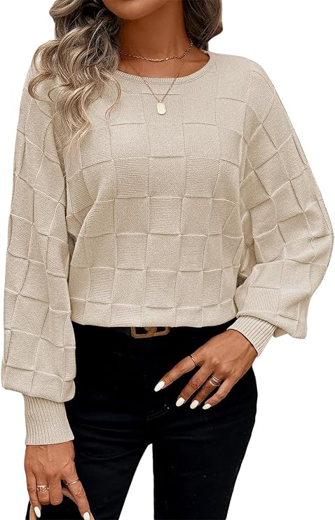 Pink Queen Women's Fall Sweaters Batwing Sleeve Oversized Pullover Knit Top | Fashion Trendy Jumper, Soft Comfy Casual Loose Fit, Business Work,Classic Basic, Winter Clothes 2026