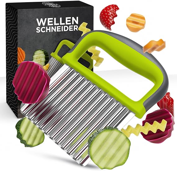 Edelfeld Wellenschneider für Pommes Obst & Gemüse - Spülmaschinengeeignetes Wellenmesser - Riffelmesser für Erwachsene & Kinder - Solides Wellenschnittmesser aus Edelstahl - Für BLW