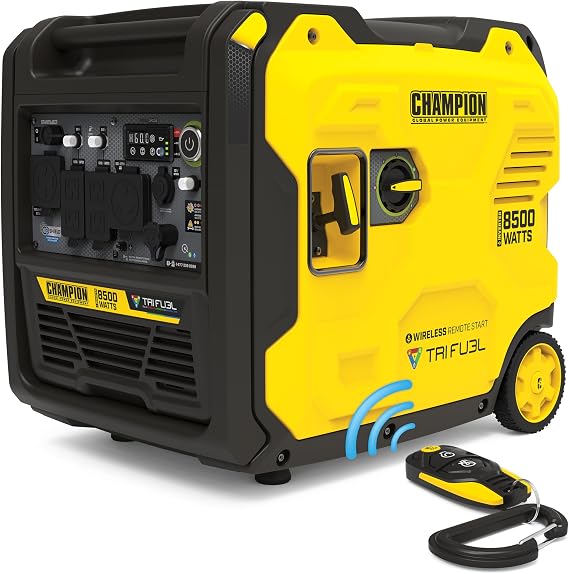 Champion Power Equipment 8500-Watt Wireless Remote Start Ultra Quiet Tri Fuel RV Ready Portable Inverter Generator with StartLINK,