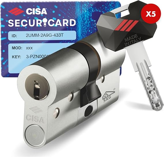 CISA - European security cylinder RS5 10R3M11701200C5 - Cylinder with 5 rows of radial pins - 5 protected digital double keys - Size 50/30