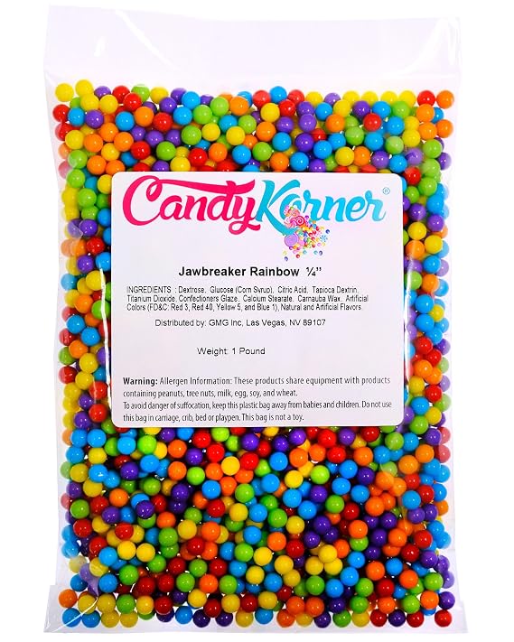 Rainbow Jawbreakers - 1/4" - 1 Pound (16 Ounce) - By CandyKorner