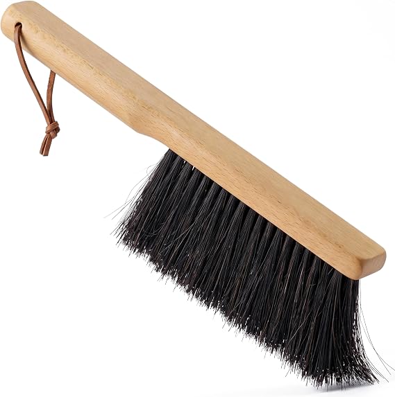 TAKAVU Firm Horsehair Counter Brush, 12.6 in Hand Brush with Wood Handle