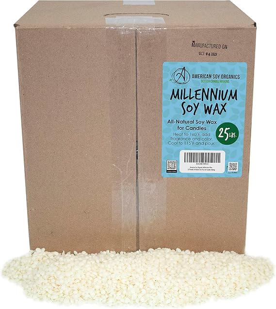 American Soy Organics Millennium Wax Beads for DIY Candle Making, 25 lbs