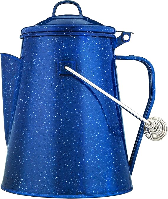 COLETTI Classic Camping Kettle 60 oz Tea and Camp Kettle, NO Aluminum or Plastic, Ideal for Boiling Water [Blue Enamel]