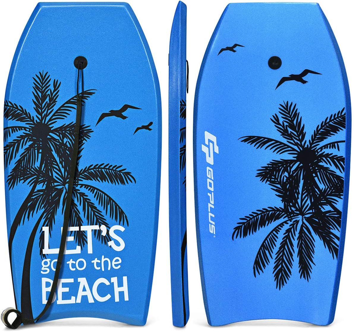 Goplus Ultralight Bodyboard 37-41 Inch Bodyboard EPS Core XPE Deck HDPE Slick Bottom Premium List Rest Sea Beach River Pool For surfing for kids, teens and adults