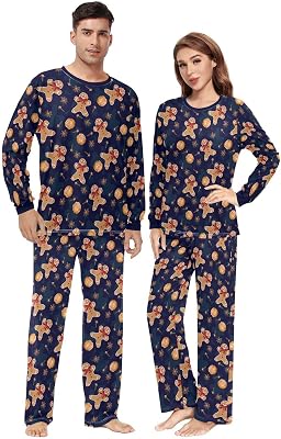 Unisex Pajama Set Family Matching Long Sleeve Sleepwear Lounge Set for Men & Women 2 Piece Pajamas Sets