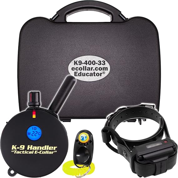 Educator K9-400 Tactical E Collar for Dog Training with Remote - 3/4 Mile Range, Waterproof, 100 Stimulation Levels, Tone or Vibration Mode, Night Light for Small, Medium & Large Dogs (33 inc)