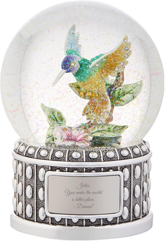 THINGS REMEMBERED Jeweled Hummingbird Musical Snow Globe (Free Customization), Plays Flower Song Music