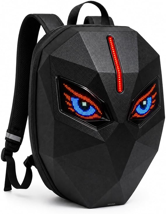 Motorcycle Backpack, LED Hard Shell Helmet Bag with App Display